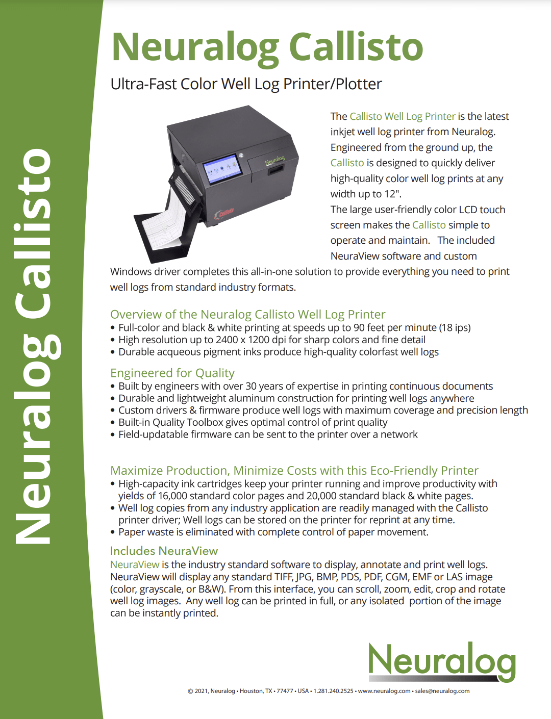 Neuralog Callisto Product Sheet