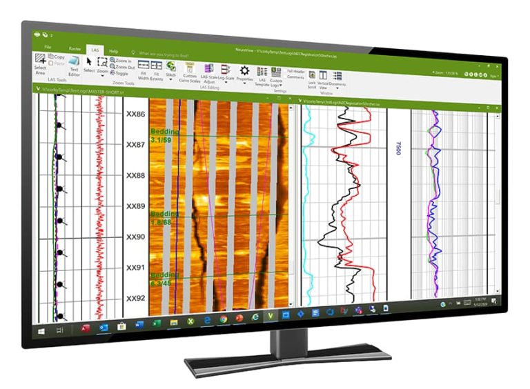 NeuraView Monitor Showing a Well Log Scan