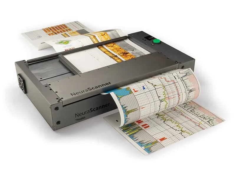 NeuraScanner continuous document scanner feeding a colour well log