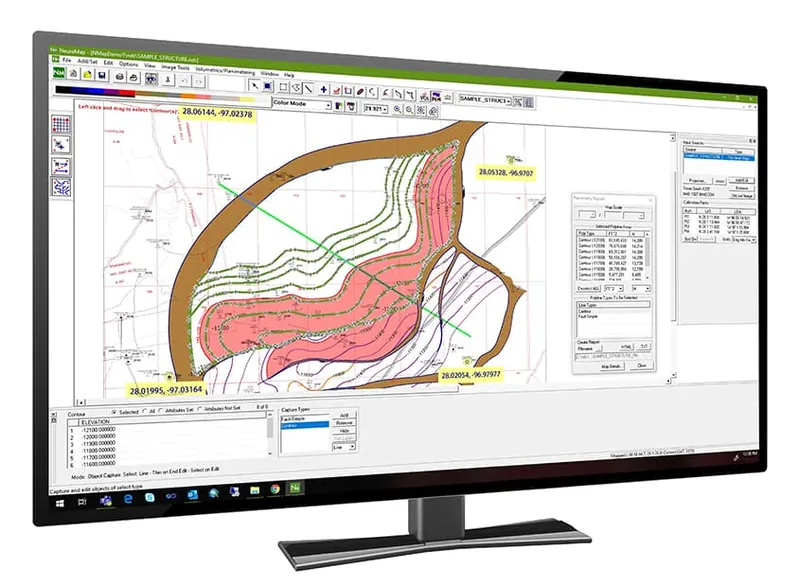 NeuraMap map digitizing software on a monitor